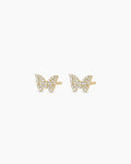 Diamond Butterfly Studs || option::14K Solid Gold