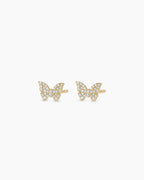 Diamond Butterfly Studs || option::14K Solid Gold