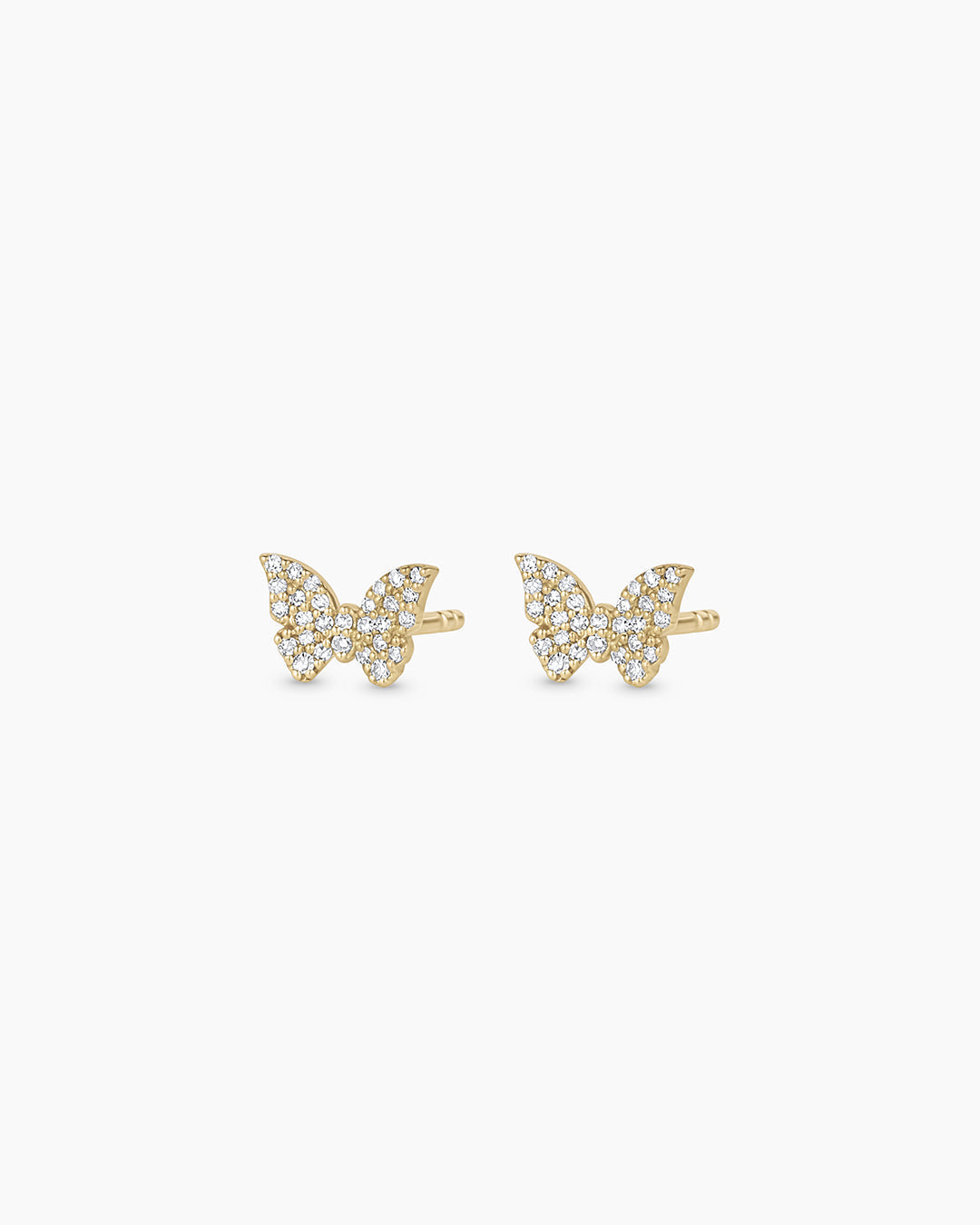 Diamond Butterfly Studs || option::14K Solid Gold