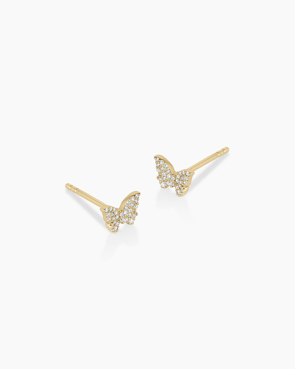 Diamond Butterfly Studs || option::14K Solid Gold