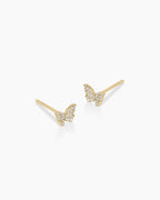 Diamond Butterfly Studs || option::14K Solid Gold