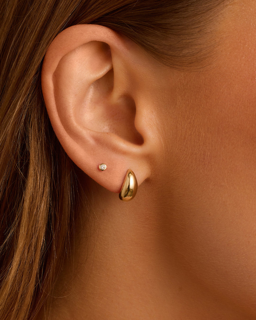 14K Gold Banks Studs || option::14K Solid Gold