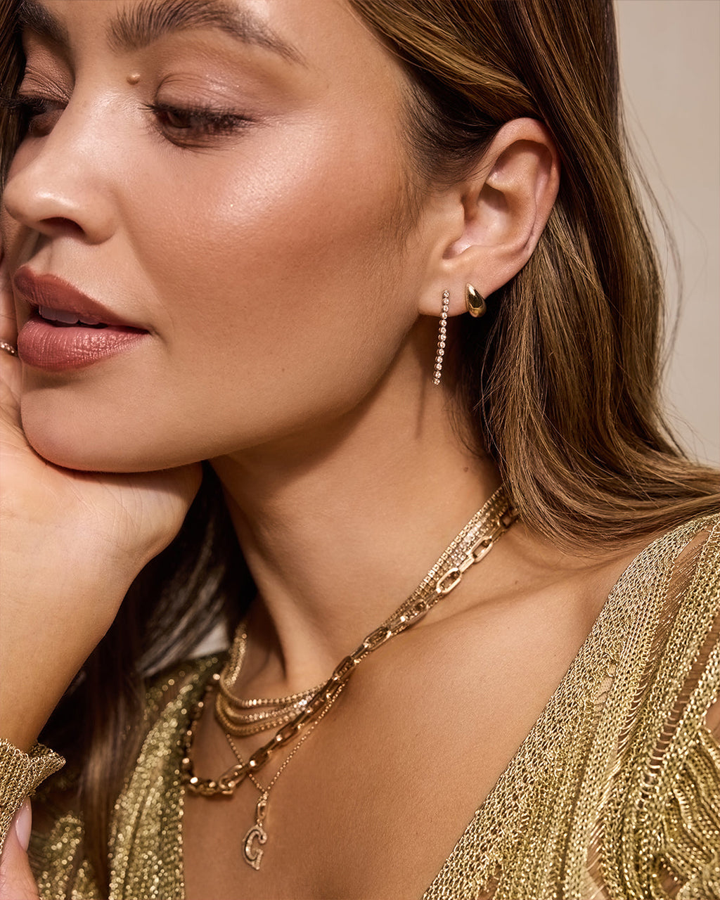 Lab Grown Diamond Classic Tennis Drop Single Earring || option::14K Solid Gold