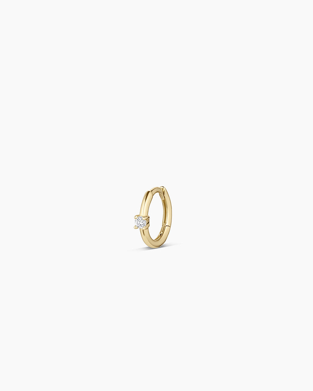 Diamond Solitaire Huggie || option::14K Solid Gold