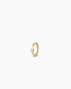 Diamond Solitaire Huggie || option::14K Solid Gold