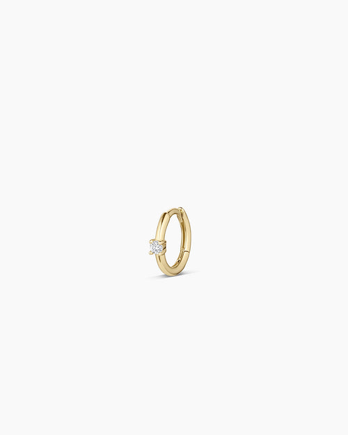 Diamond Solitaire Huggie || option::14K Solid Gold