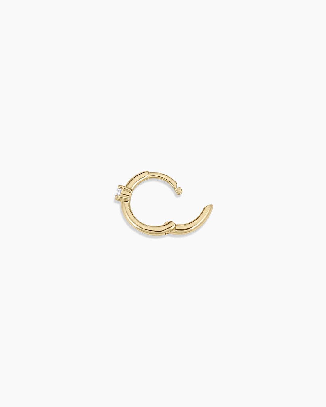 Diamond Solitaire Huggie || option::14K Solid Gold