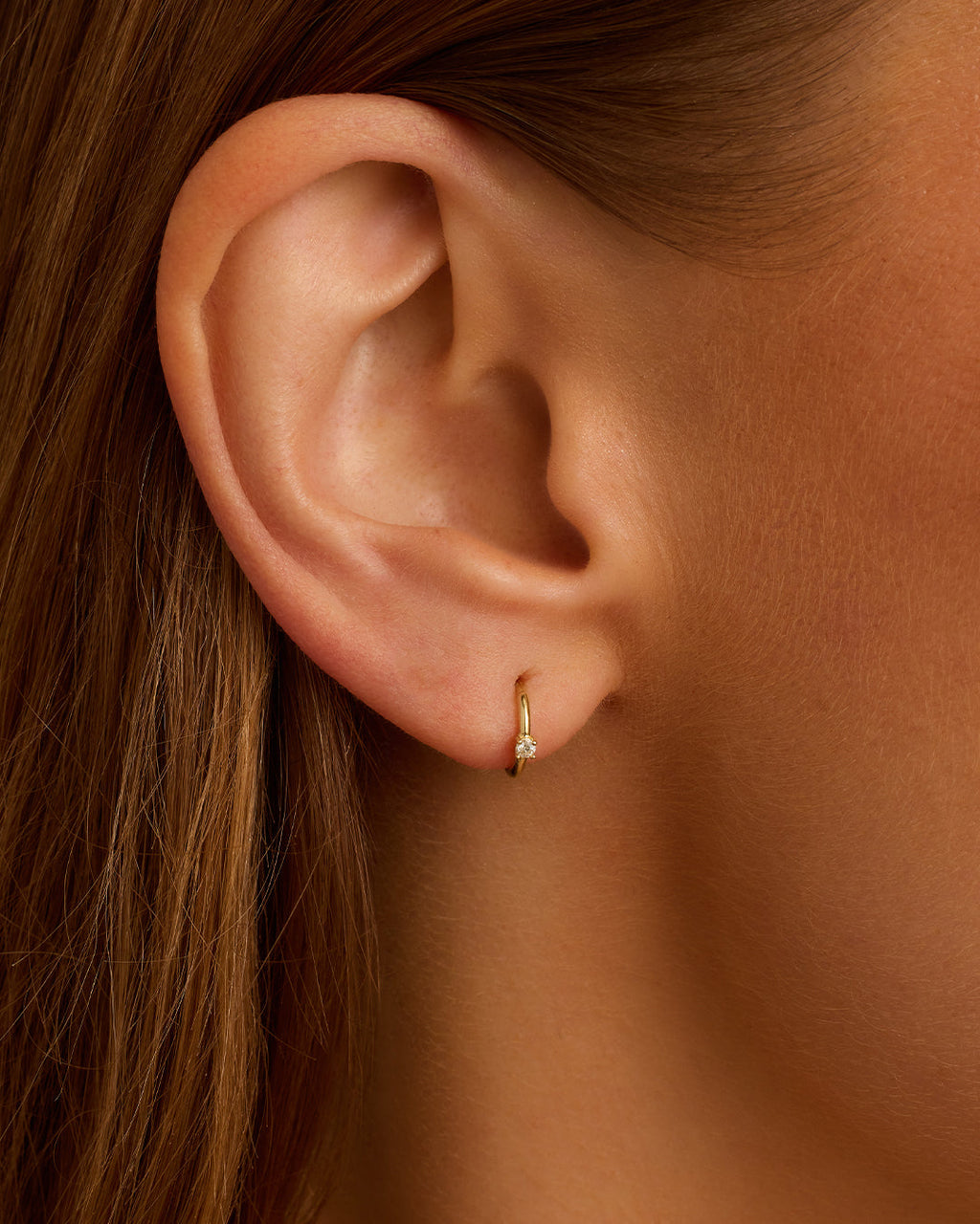 Diamond Solitaire Huggies || option::14K Solid Gold