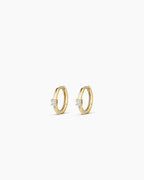 Diamond Solitaire Huggies || option::14K Solid Gold