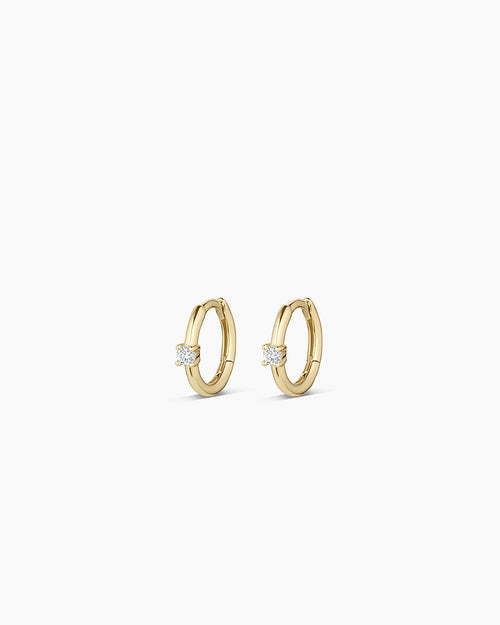 Diamond Solitaire Huggies || option::14K Solid Gold