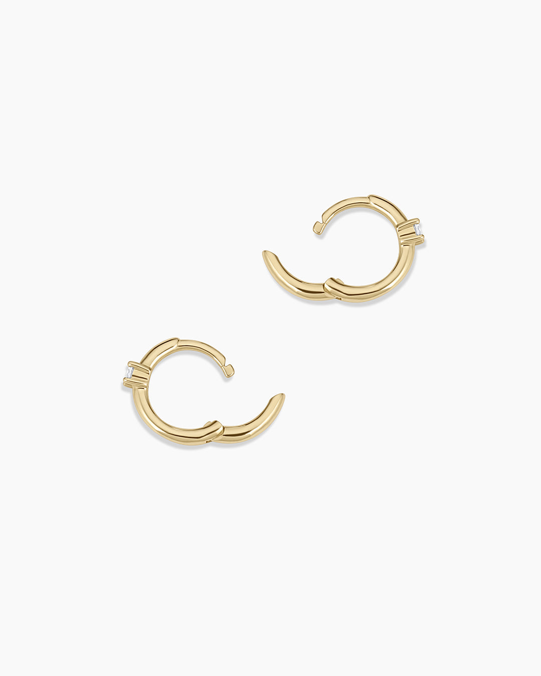 Diamond Solitaire Huggies || option::14K Solid Gold