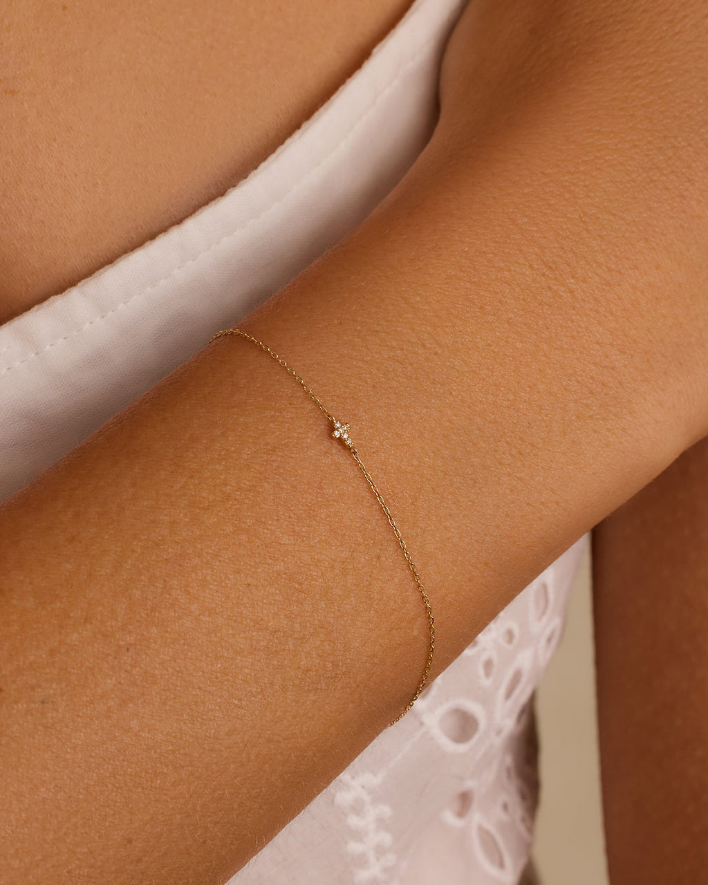 Diamond Cross Bracelet || option::14K Solid Gold
