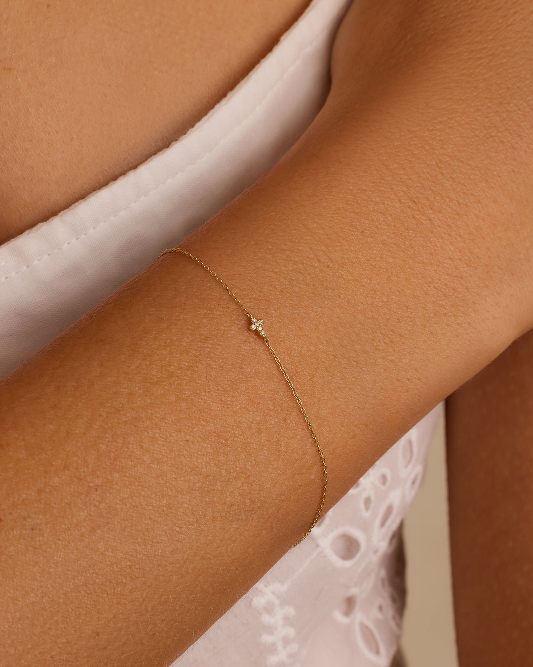 Diamond Cross Bracelet || option::14K Solid Gold
