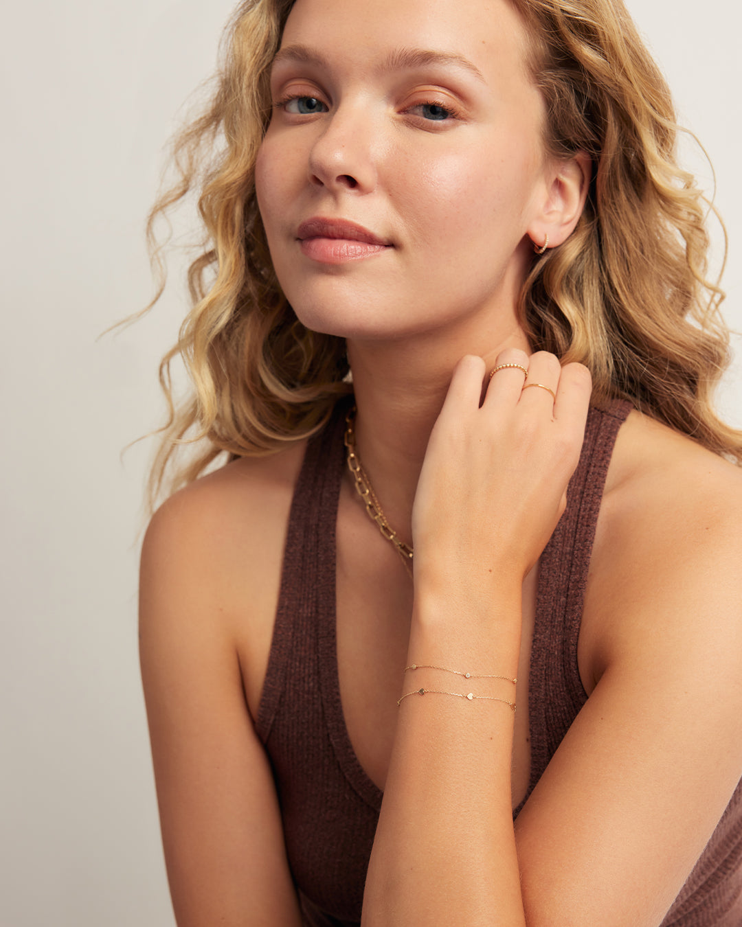 Diamond Pave Dot Bracelet || option::14K Solid Gold