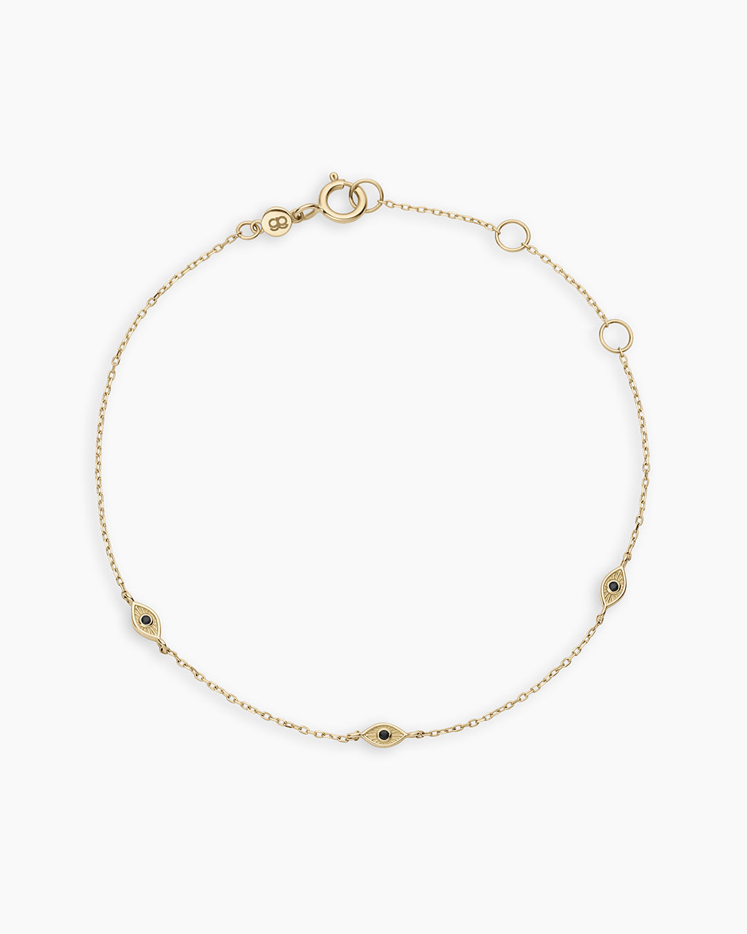 Black Onyx Evil Eye Bracelet || option::14K Solid Gold