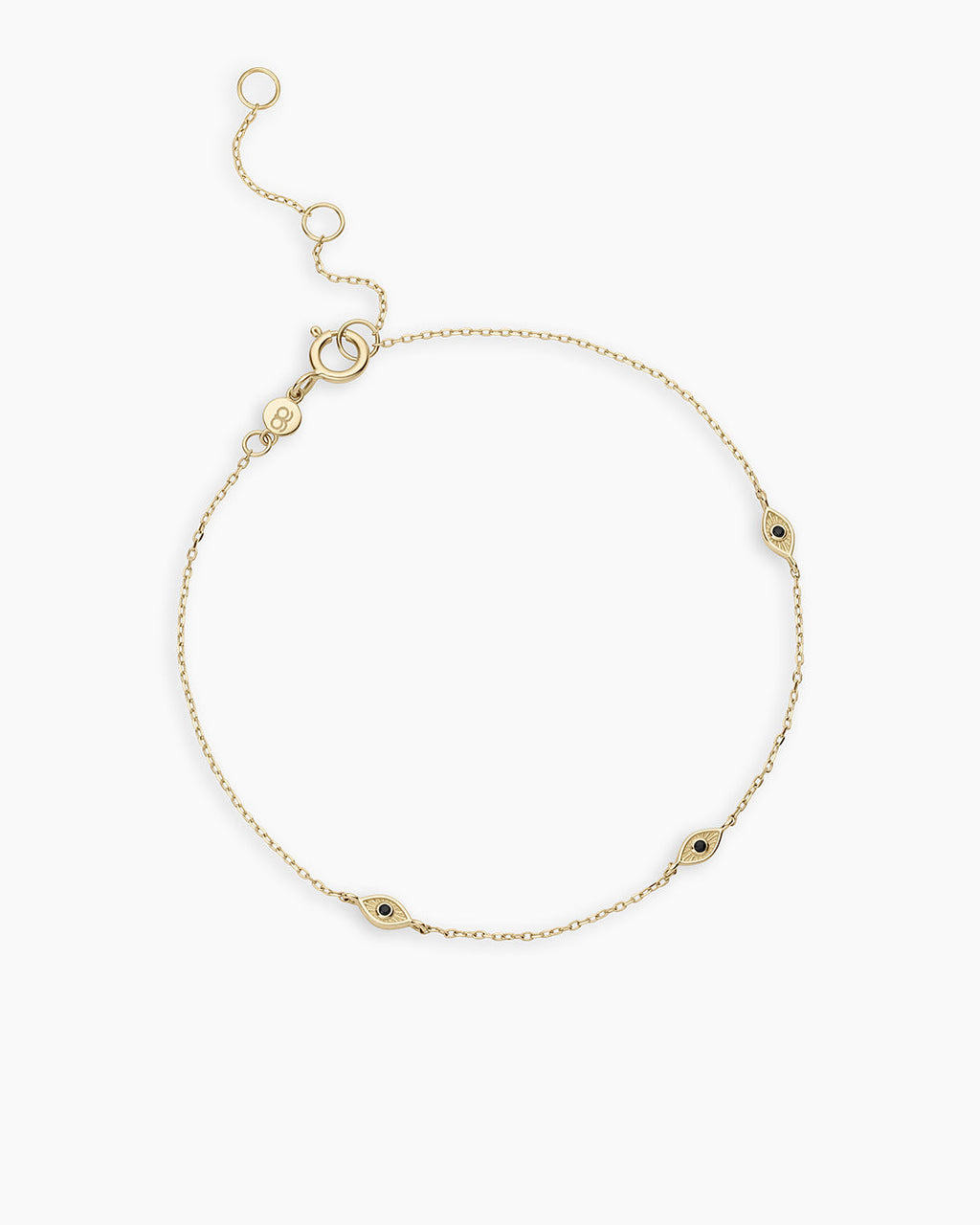 Black Onyx Evil Eye Bracelet || option::14K Solid Gold