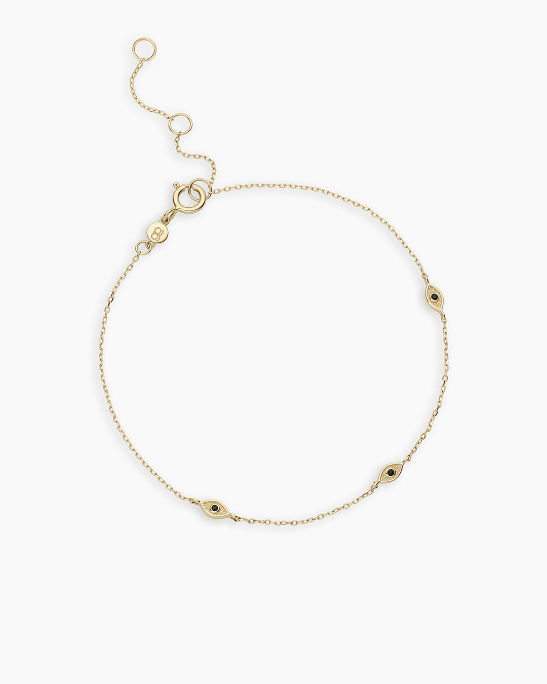 Black Onyx Evil Eye Bracelet || option::14K Solid Gold