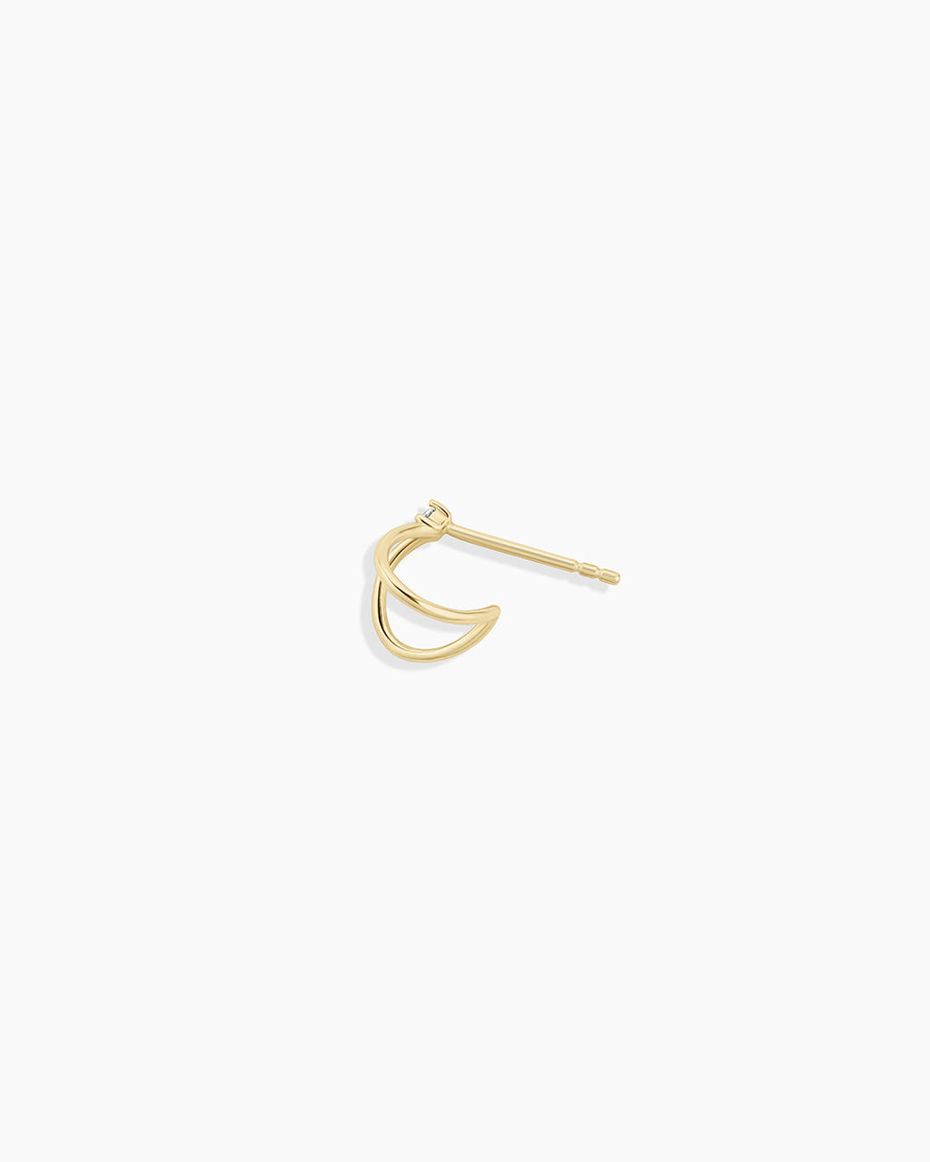 Diamond Solitaire Split Huggies || option::14K Solid Gold