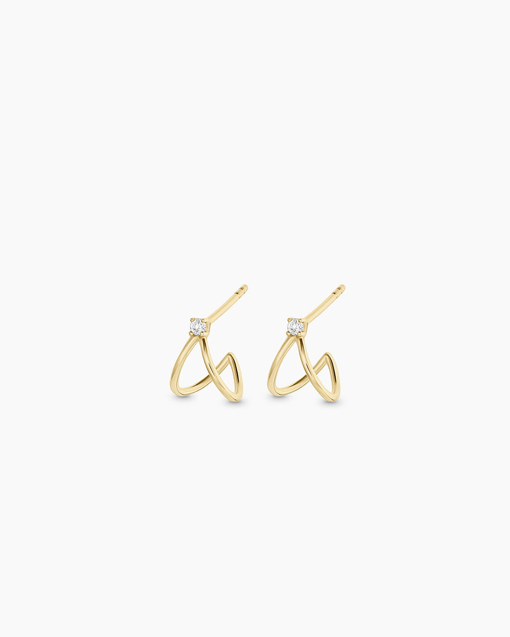 Diamond Solitaire Split Huggies || option::14K Solid Gold