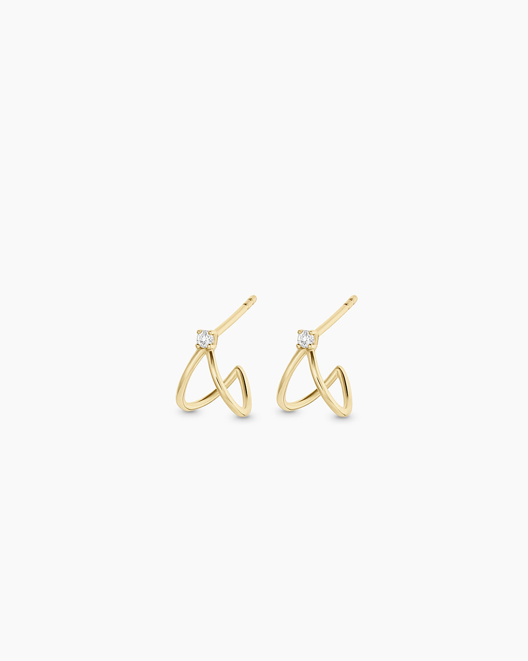 Diamond Solitaire Split Huggies || option::14K Solid Gold