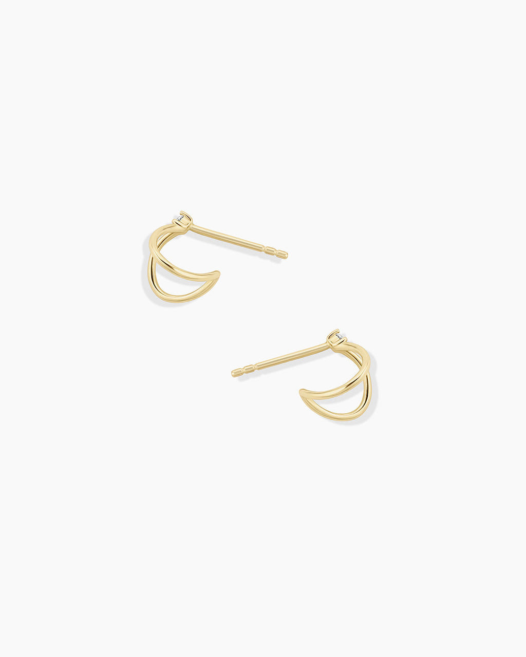 Diamond Solitaire Split Huggies || option::14K Solid Gold