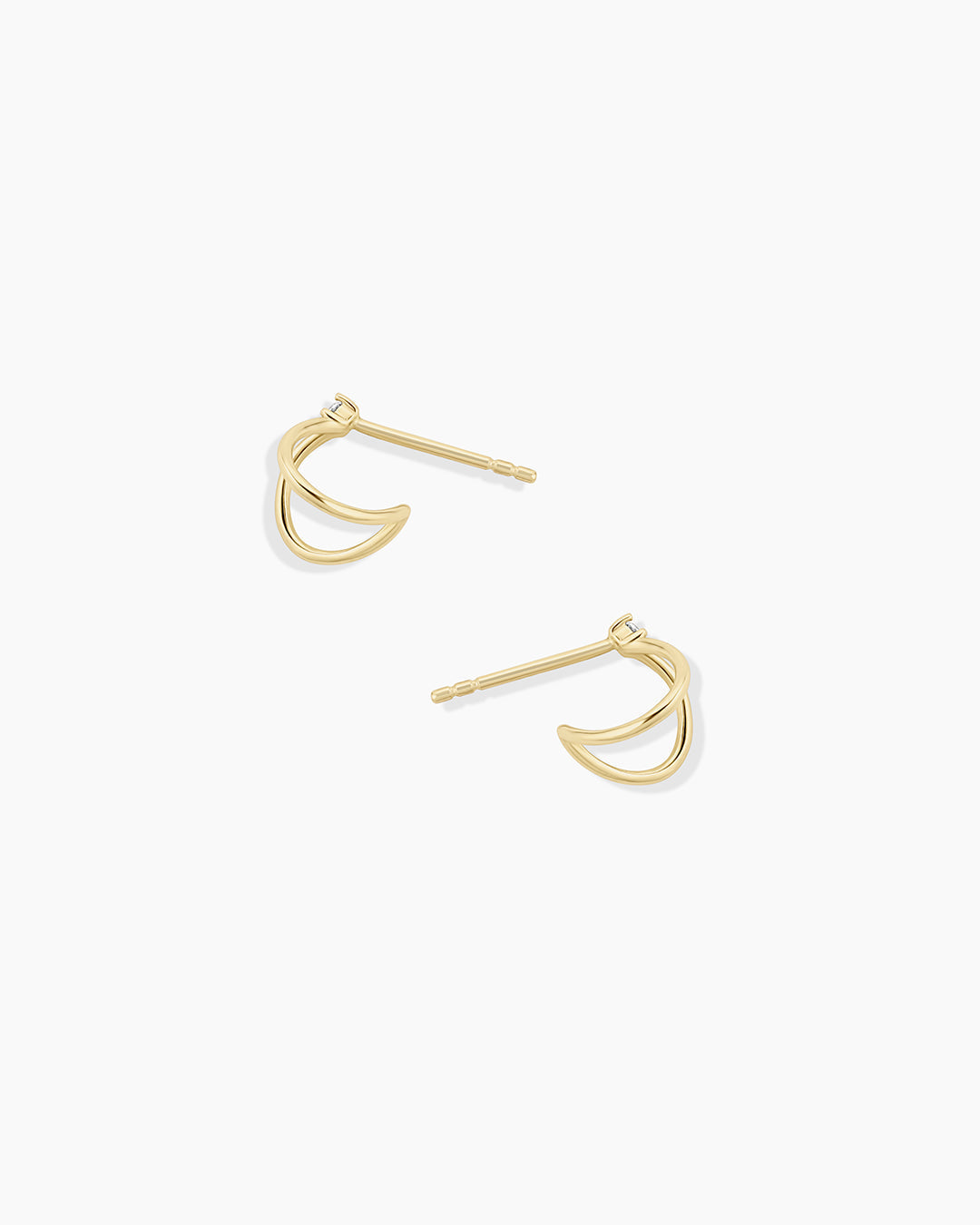 Diamond Solitaire Split Huggies || option::14K Solid Gold