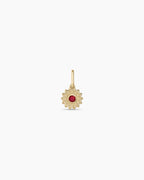 Sun Birthstone Charm || option::14K Solid Gold, Ruby - July
