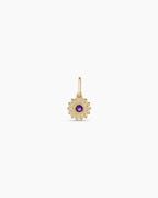 Sun Birthstone Charm || option::14K Solid Gold, Amethyst - February