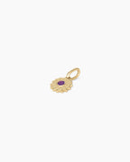 Sun Birthstone Charm || option::14K Solid Gold, Amethyst - February