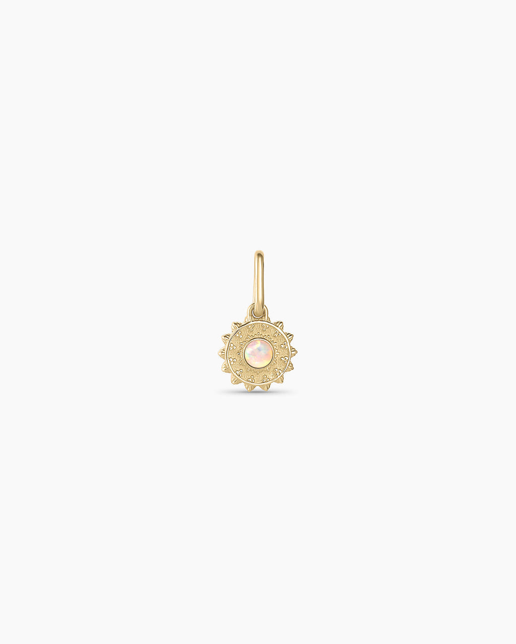 Sun Birthstone Charm || option::14K Solid Gold, Opal - October