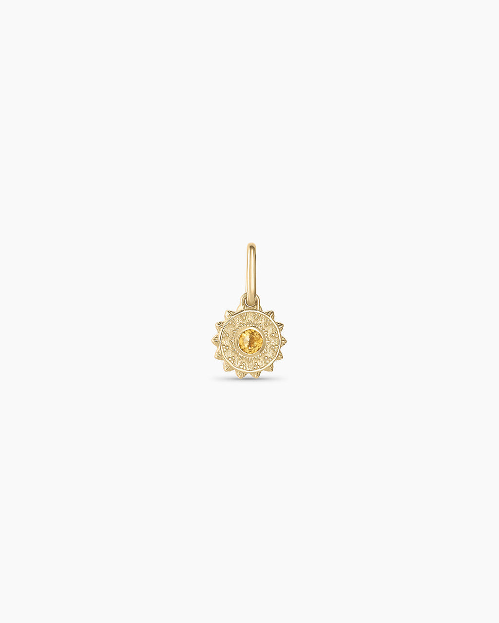 Sun Birthstone Charm || option::14K Solid Gold, Citrine - November