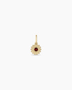 Sun Birthstone Charm || option::14K Solid Gold, Garnet - January