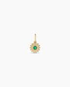 Sun Birthstone Charm || option::14K Solid Gold, Green Agate - May