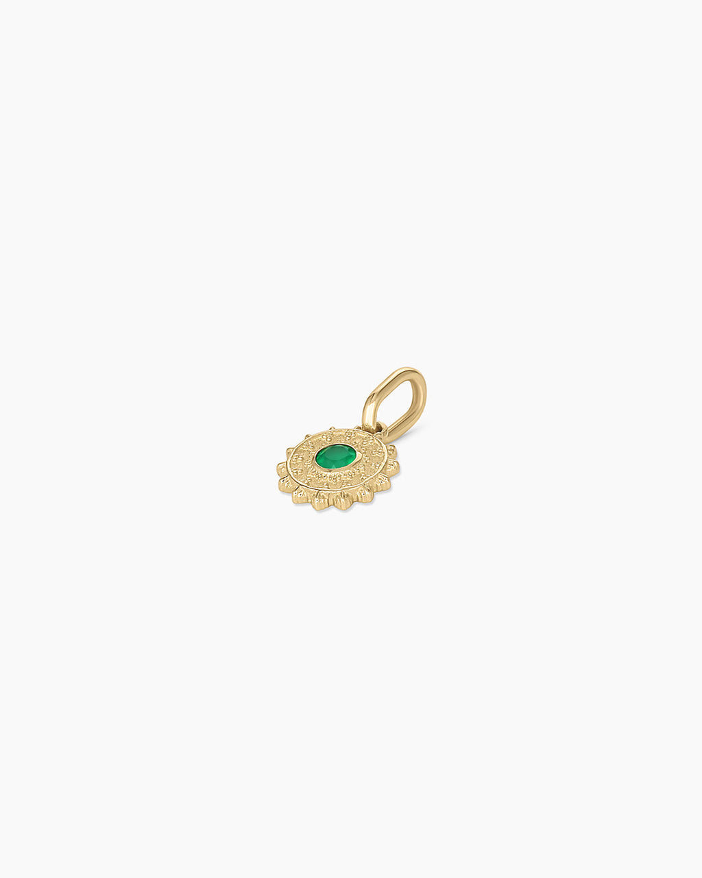 Sun Birthstone Charm || option::14K Solid Gold, Green Agate - May