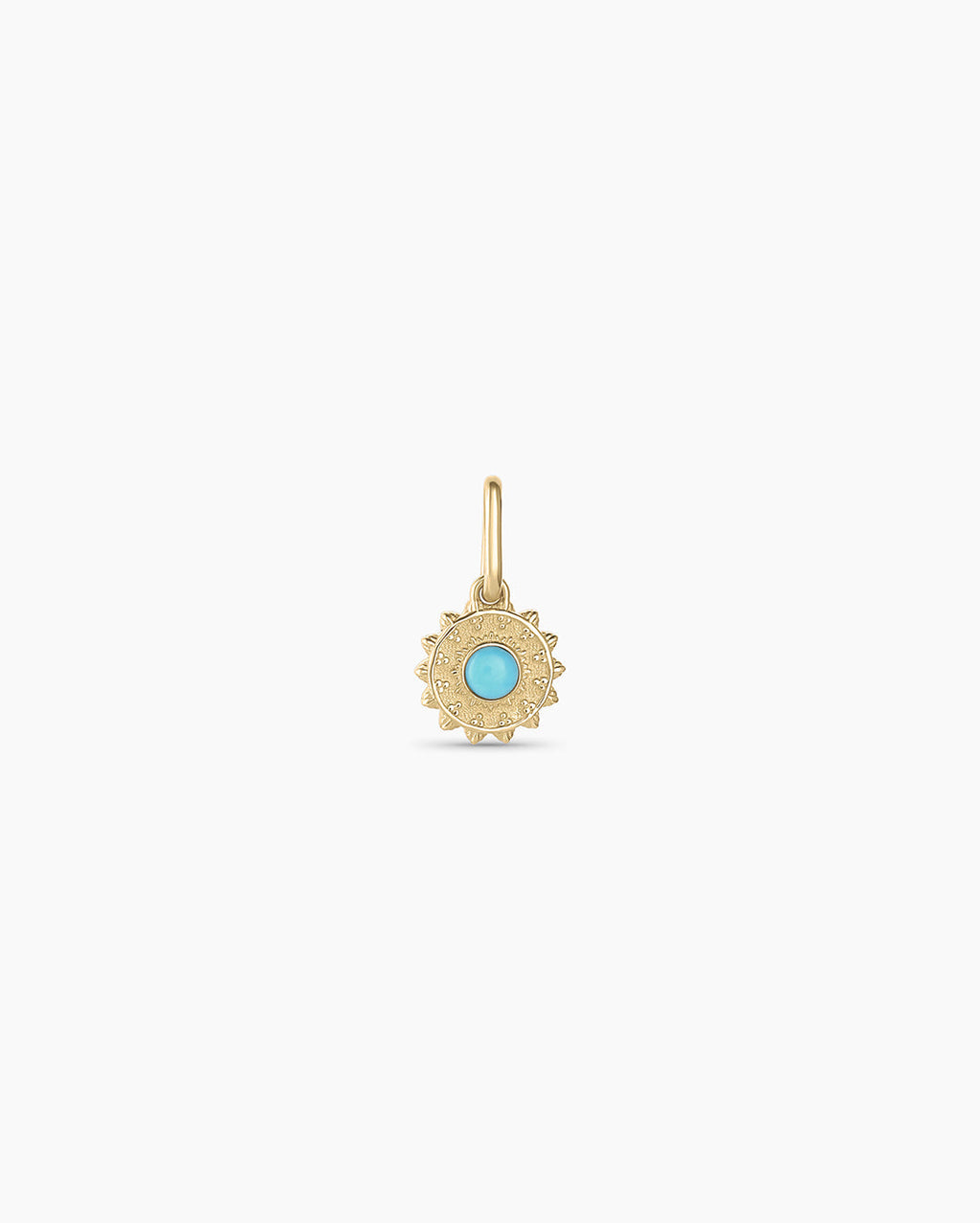 Sun Birthstone Charm || option::14K Solid Gold, Turquoise - December