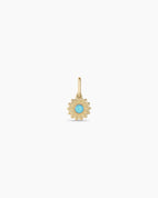 Sun Birthstone Charm || option::14K Solid Gold, Turquoise - December