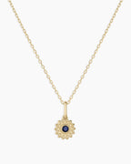 Sun Birthstone Charm Necklace || option::14K Solid Gold, Blue Sapphire - September