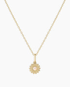 Sun Birthstone Charm Necklace || option::14K Solid Gold, Opal - October