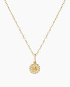 Sun Birthstone Charm Necklace || option::14K Solid Gold, Citrine - November