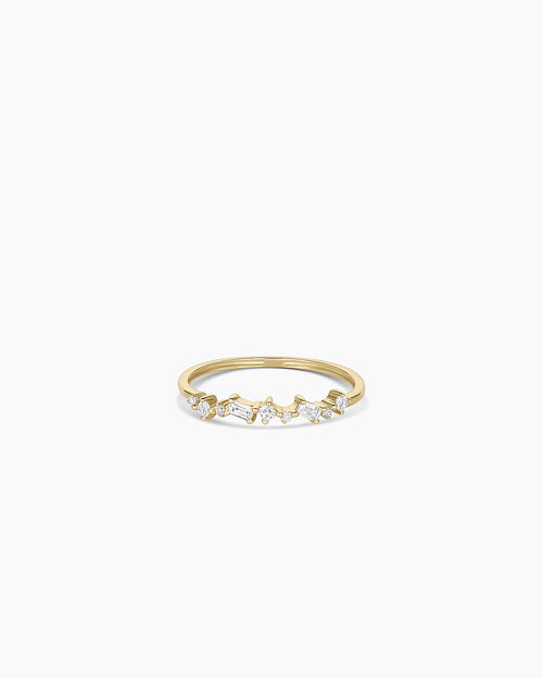Diamond and White Sapphire Amara Cluster Ring || option::14K Solid Gold