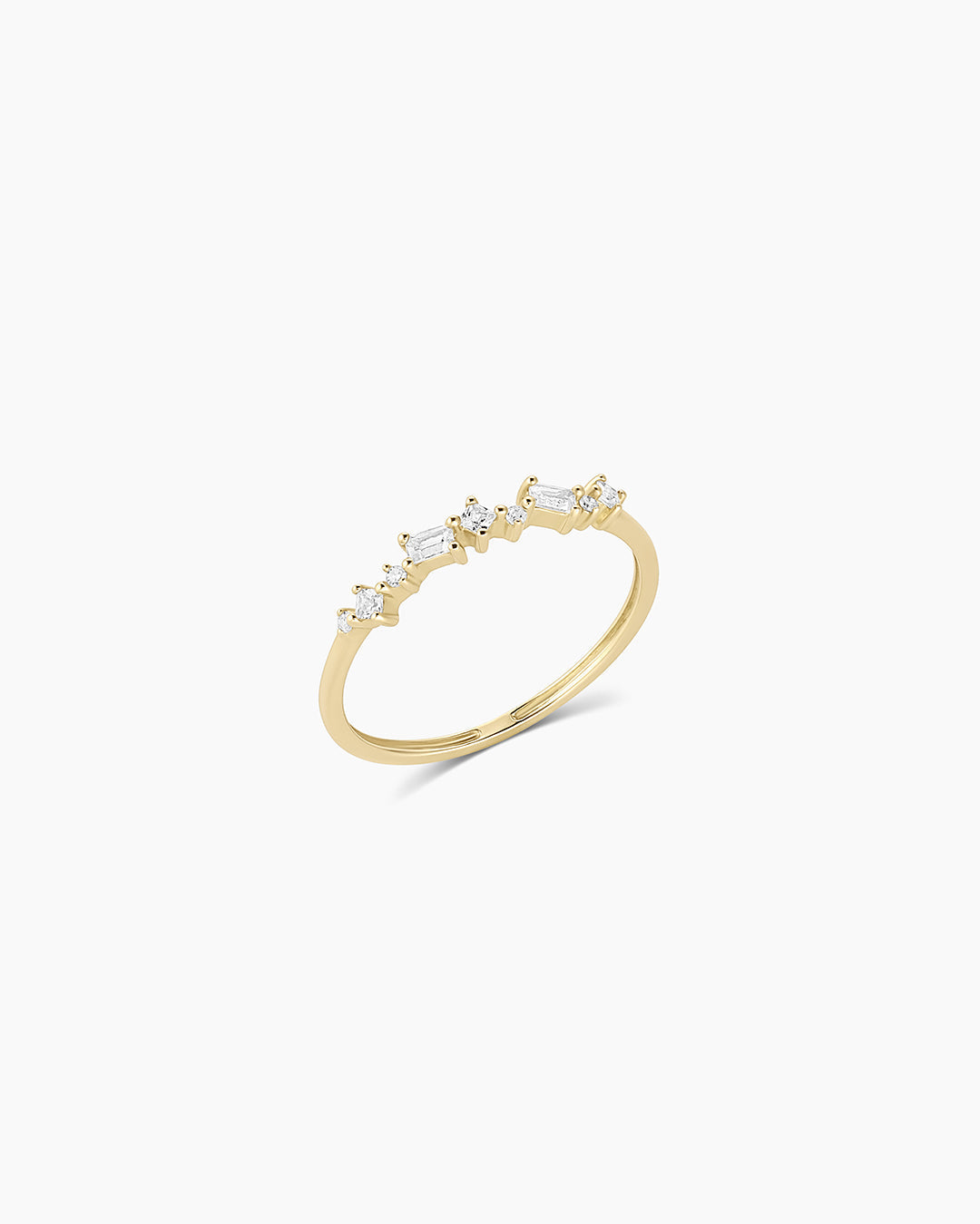 Diamond and White Sapphire Amara Cluster Ring || option::14K Solid Gold