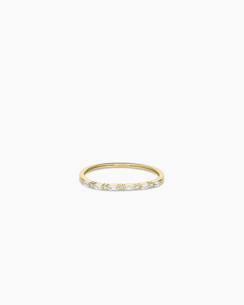 Diamond and White Sapphire Amara Row Ring || option::14K Solid Gold