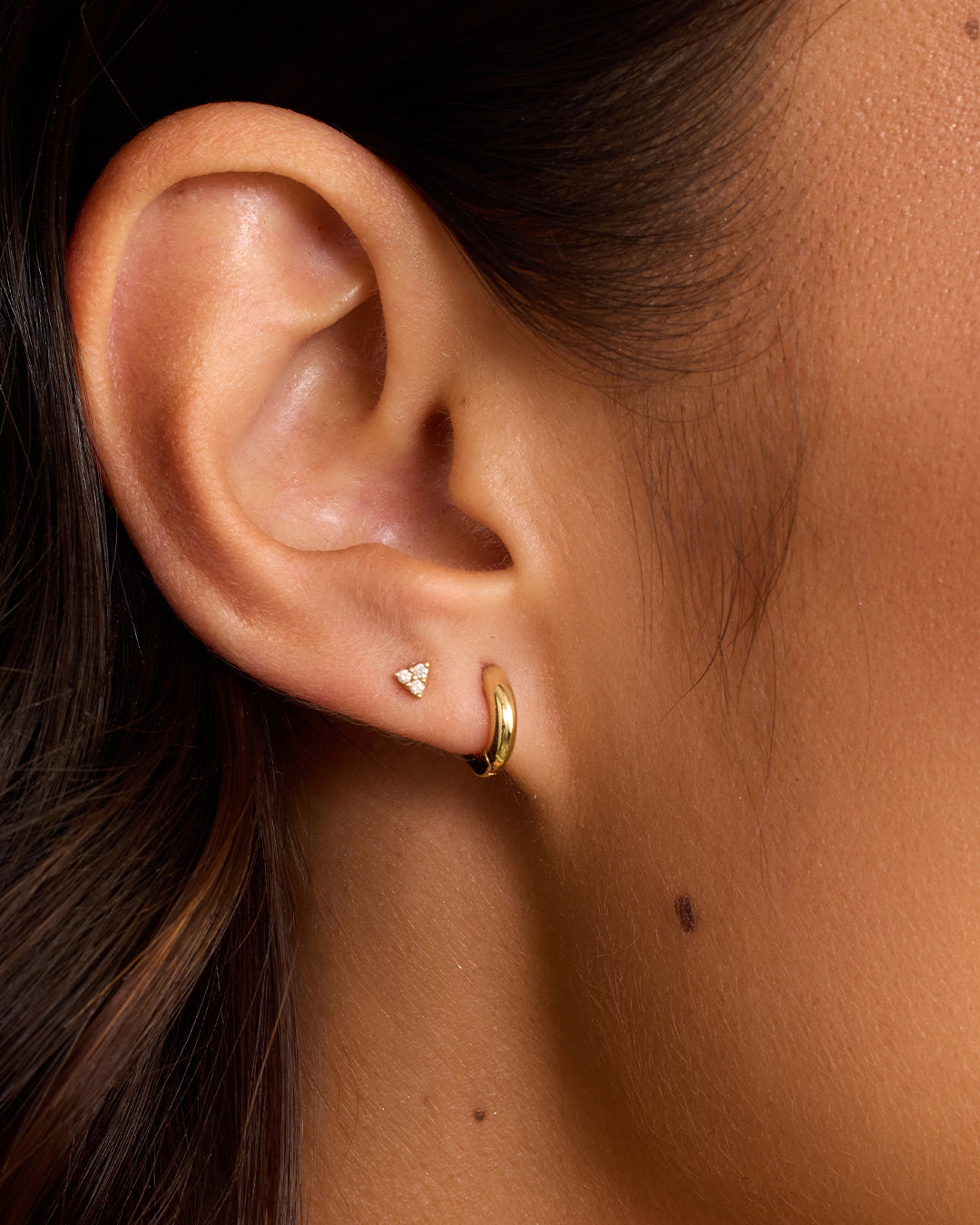 Lou Charm Huggie || option::18K Gold Plated