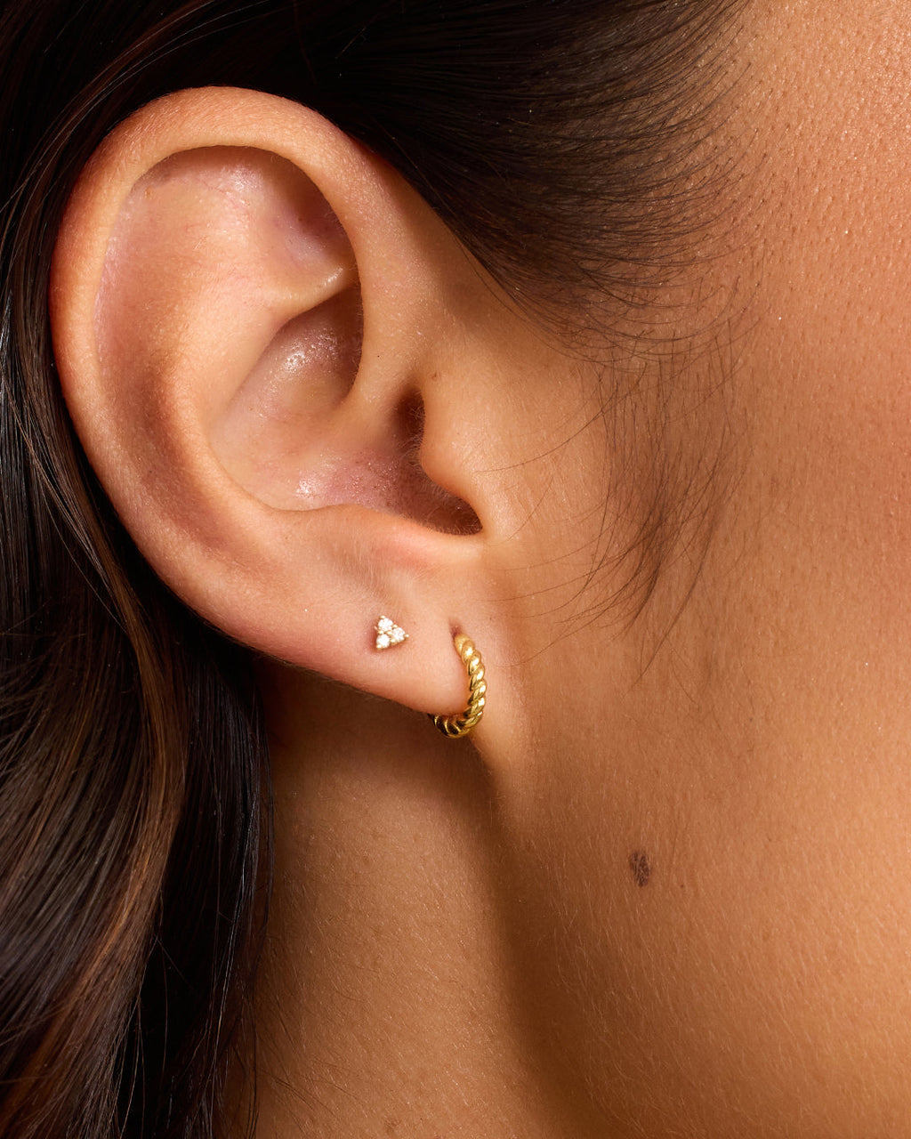 Crew Charm Huggie || option::18K Gold Plated