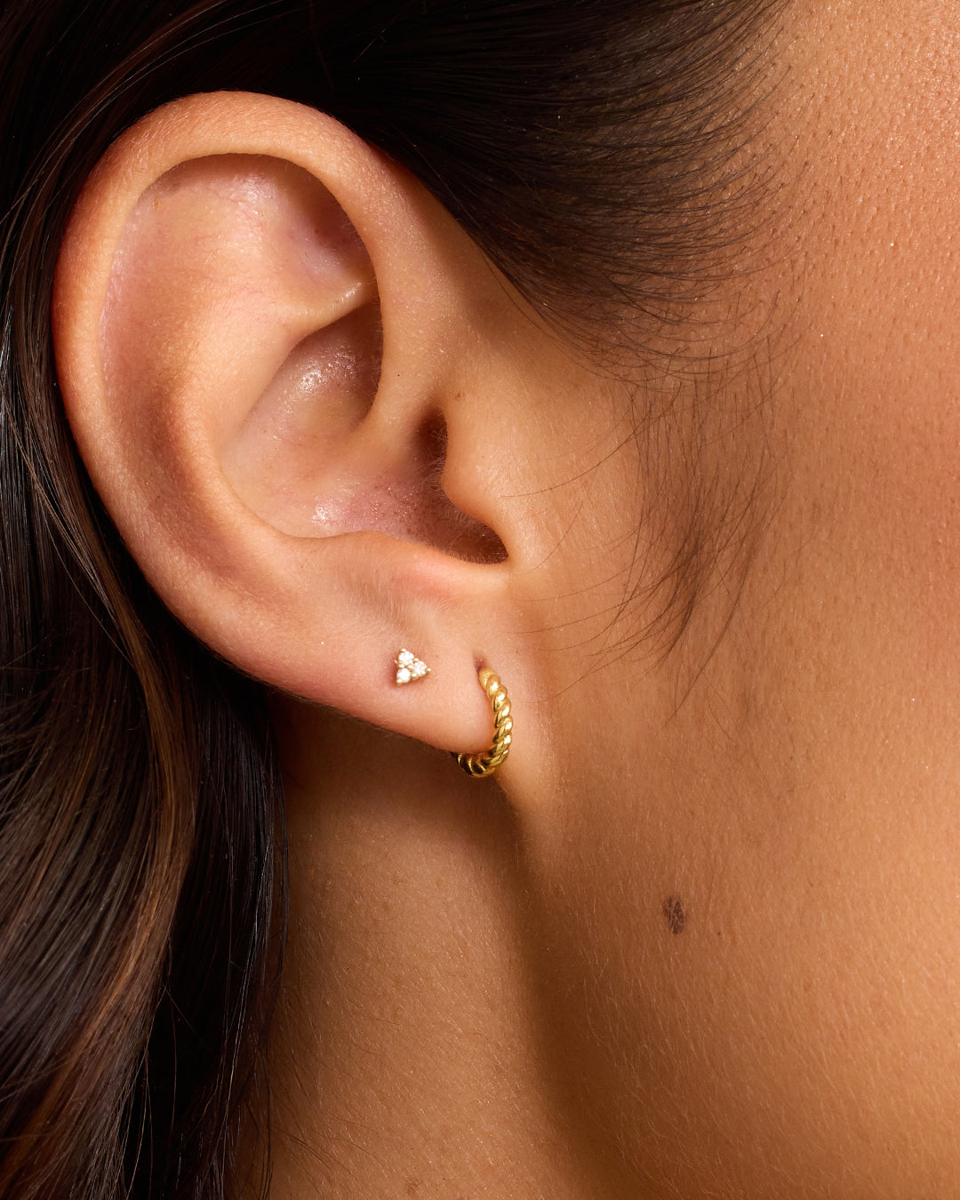 Crew Charm Huggie || option::18K Gold Plated