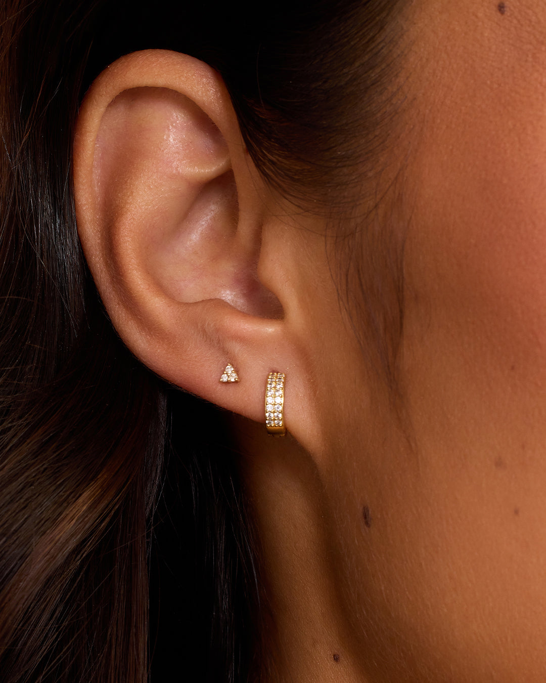Wilder Shimmer Charm Huggie || option::18K Gold Plated