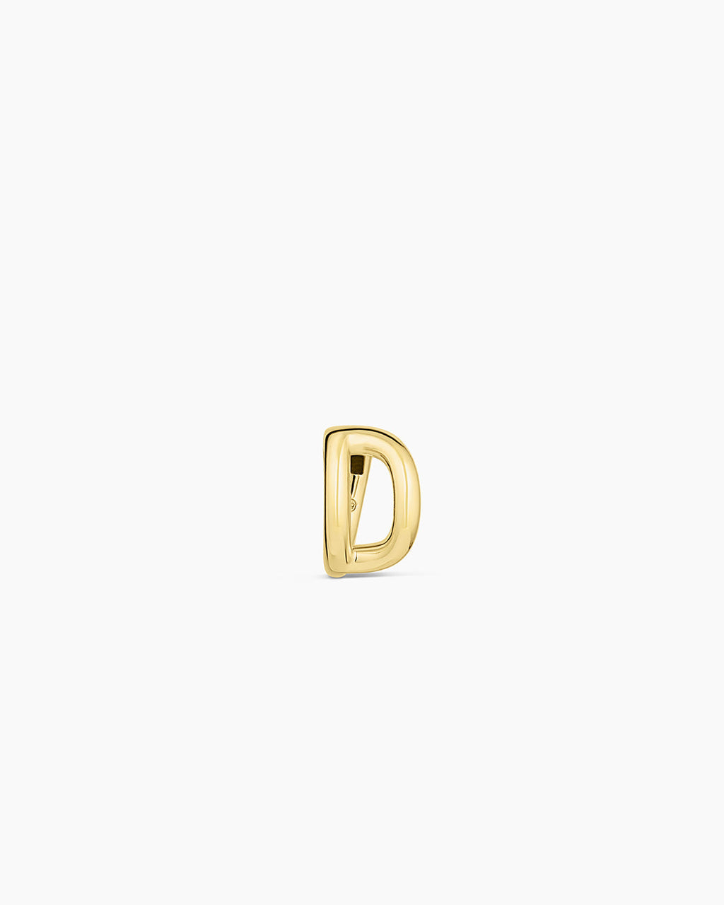 Alphabet Huggie || option::18K Gold Plated, D