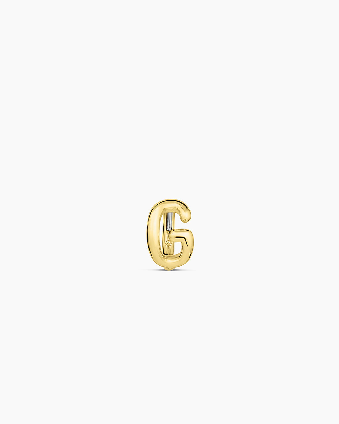 Alphabet Huggie || option::18K Gold Plated, G