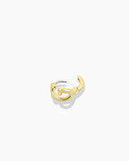 Alphabet Huggie || option::18K Gold Plated, G