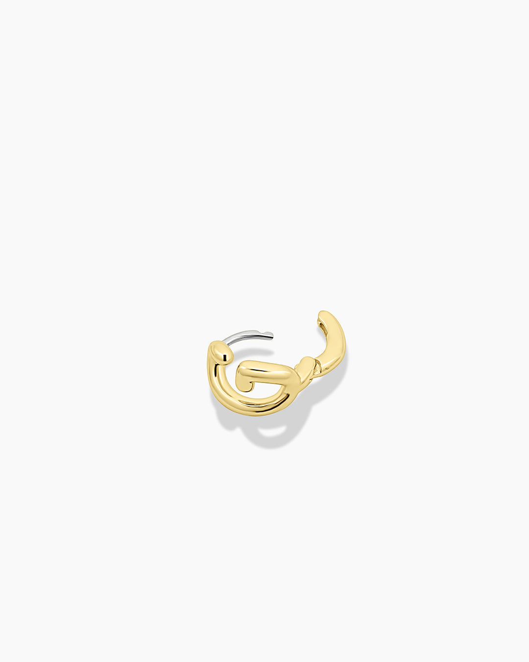 Alphabet Huggie || option::18K Gold Plated, G